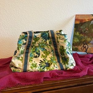 J. Hill Blue, Green, Floral Print Travel Shoulder Bag